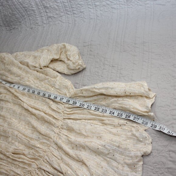 Free People Womens Little Shine Tunic NWT Sequins Cream Size Small Boho Peasant - Picture 8 of 10